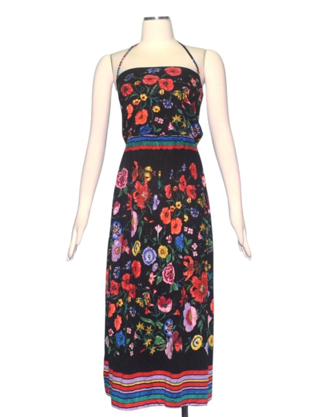 Vintage Cole of California Halter Dress Floral Butterflies Print Beach Pool S M